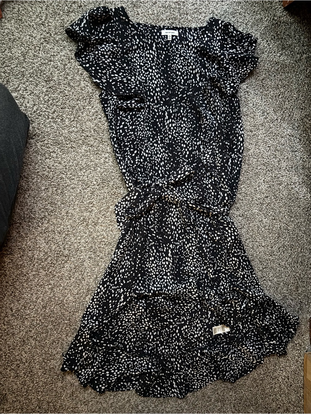 Black and White Dot Ruffle Dress